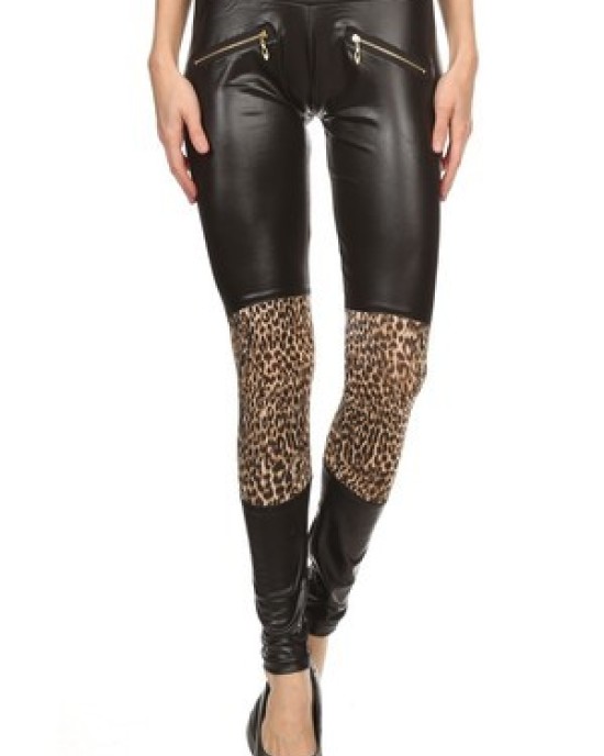 Wedge-trousers with leopard pattern