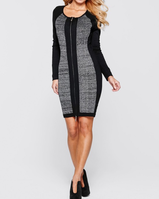 Womanly dress of two colors with zipper