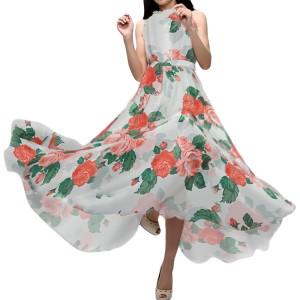 Womanly dress of chiffon on flowers