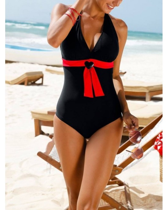 swimsuit with colored ribbon