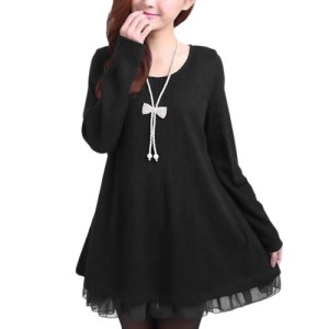black cotton and tulle tunic