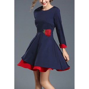 Blue dress with embroidery