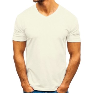 Tricou din lânã alb cu decolteu în V