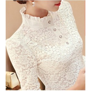 LACE BLOUSE WITH HIGH COLLAR