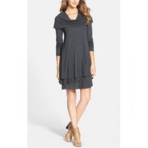 KNITTED DRESS WITH SHAWL COLLAR