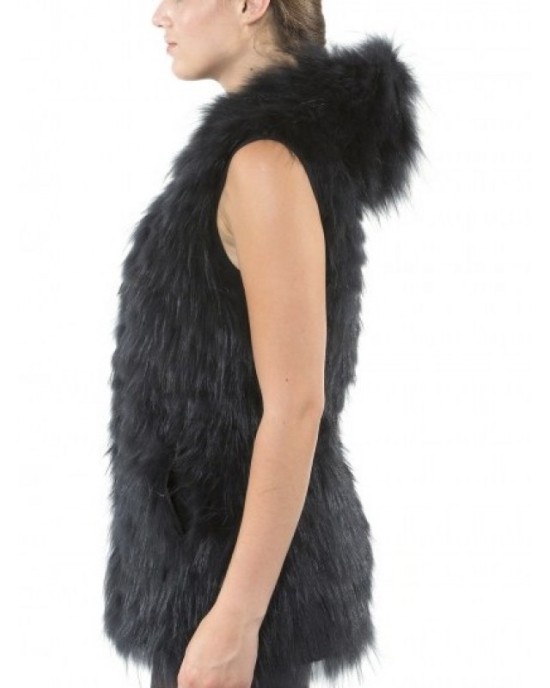BLACK VEST WITH HOOD