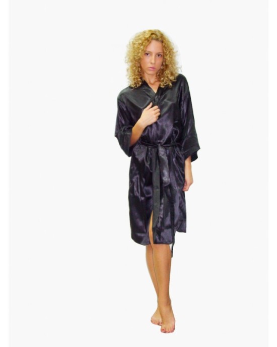 Black satin robe