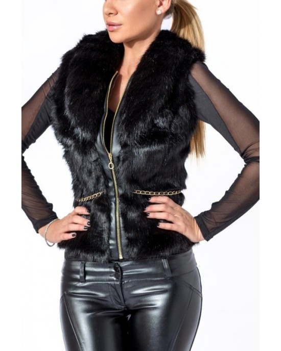 Vest of bright leather