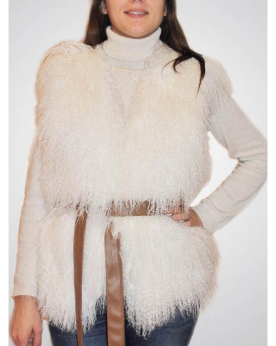 VEST WITH KINKY HAIR AND BELT