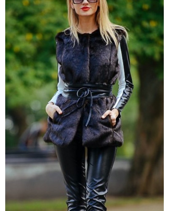 Vest with leather belts