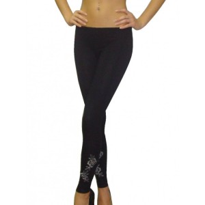 Cotton legging with silver embroidery