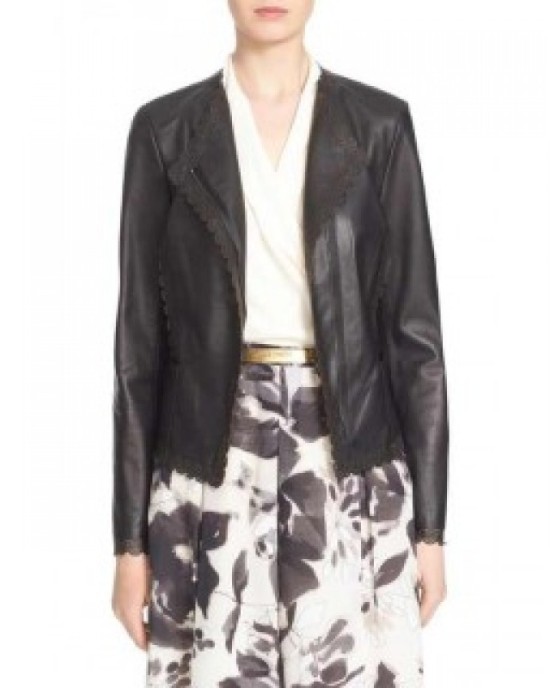 LEATHER JACKET WITH LACE