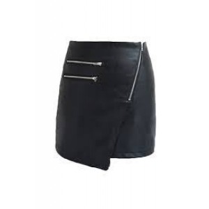 Leather skirt with zipper three