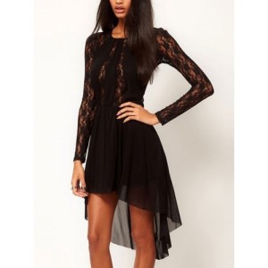BLACK DRESS WITH CHIFFON AND LACE