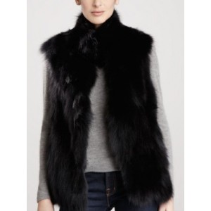 Long vest with high collar