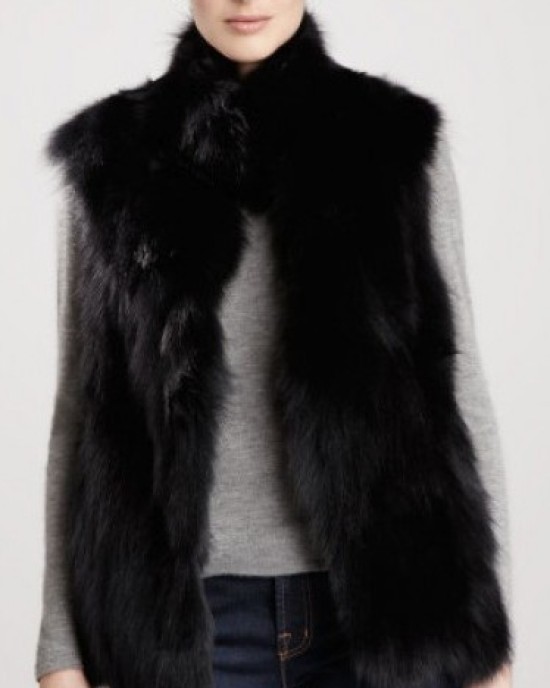 Long vest with high collar