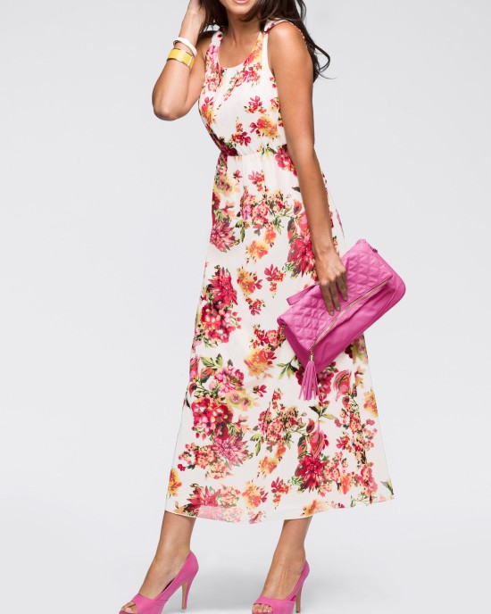 Womanly dress of chiffon on flowers Womanly dress of chiffon on flowers