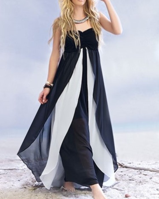 Dress of chiffon in two colors