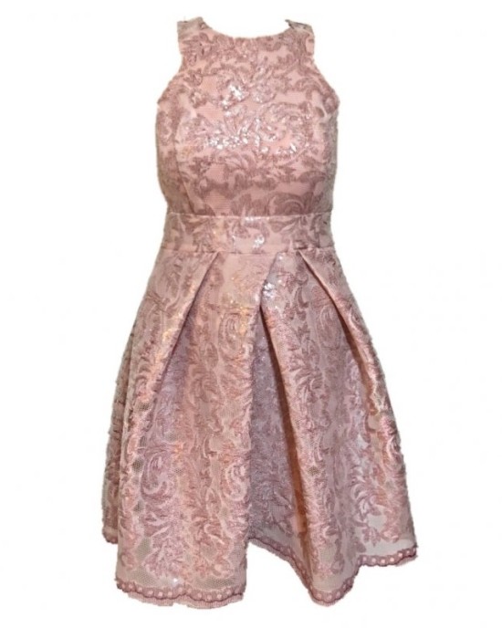 Lace dress with brocade