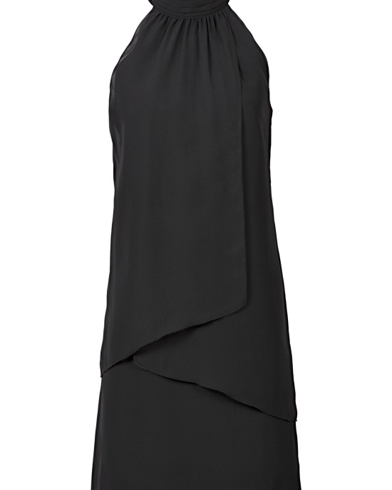 Chiffon dress with high collar