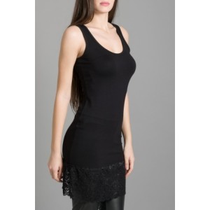 Lengthened corsage of cotton with lace