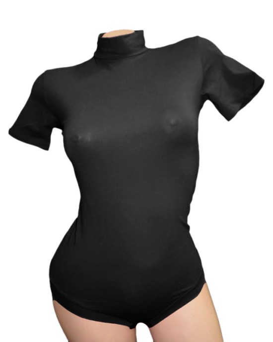 Black cotton bodysuit
