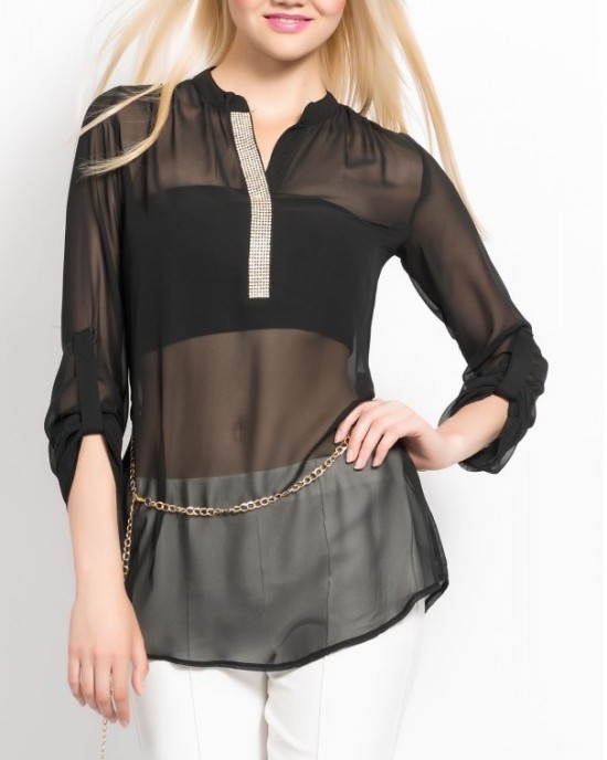 Stylish blouse with chiffon accessory
