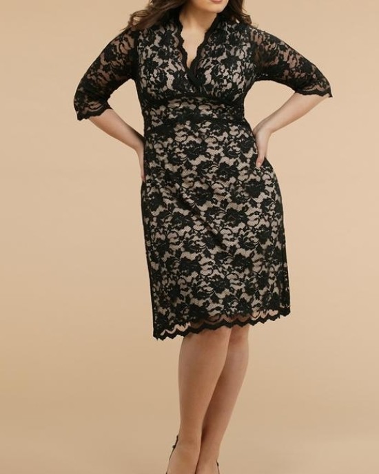 Lace dress with a V-neckline