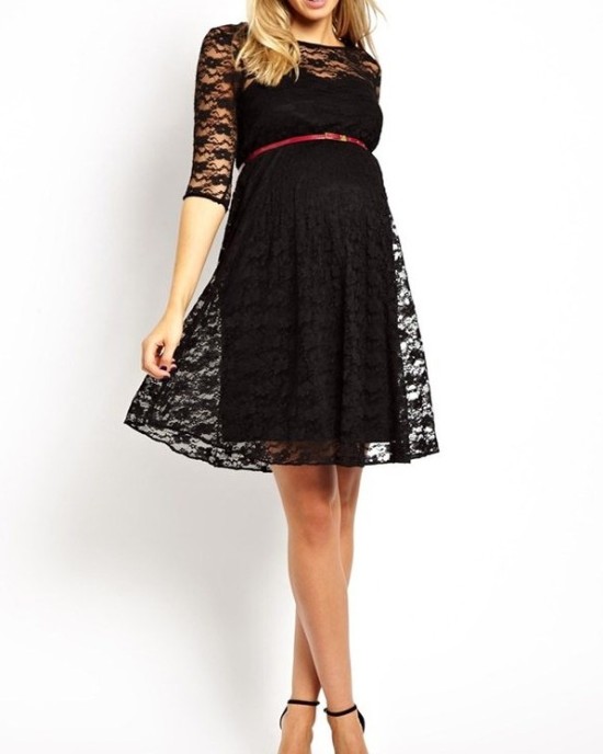 Lace dress with high waist