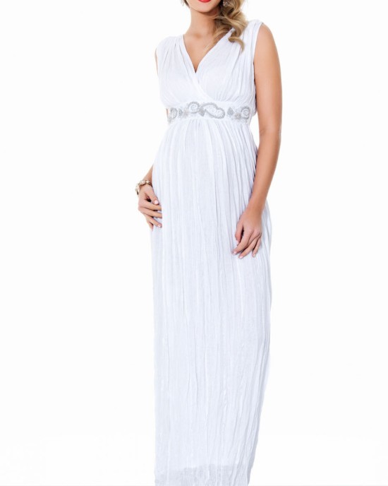 Dress of fine cotton with embroidered belt