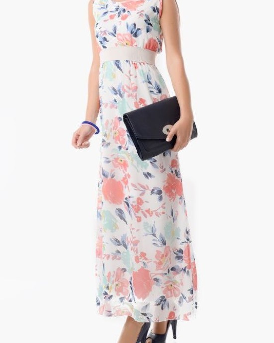 Dress of chiffon with high waist